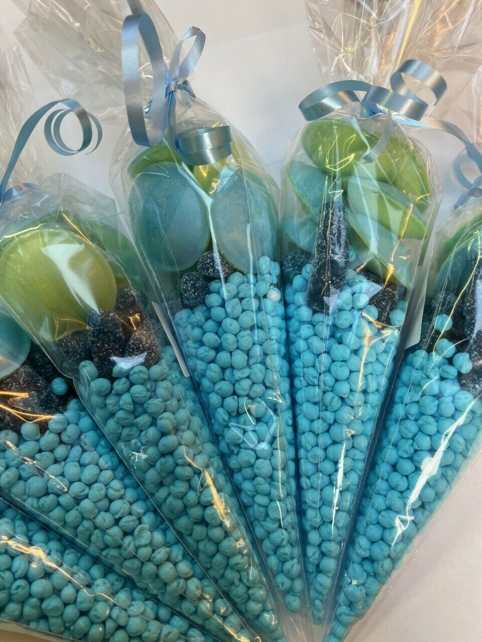 Vegetarian Vegan Blue Sweet Candy Cones Sweets Party Bags Filled Bag Sweet Cone