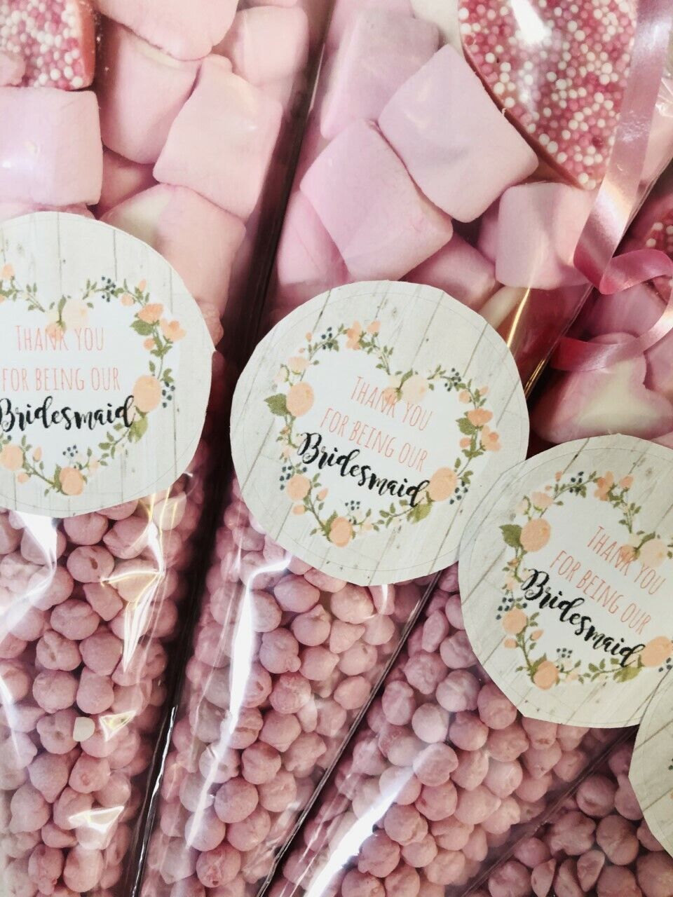 Thank You for Being Our Bridesmaid Wedding Sweet Cones Party Bag Filler 19cm