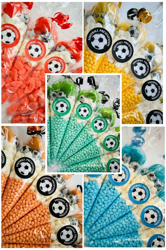 Chocolate Football Presentation Sweet Cones Party Bag Green Red Blue Orange
