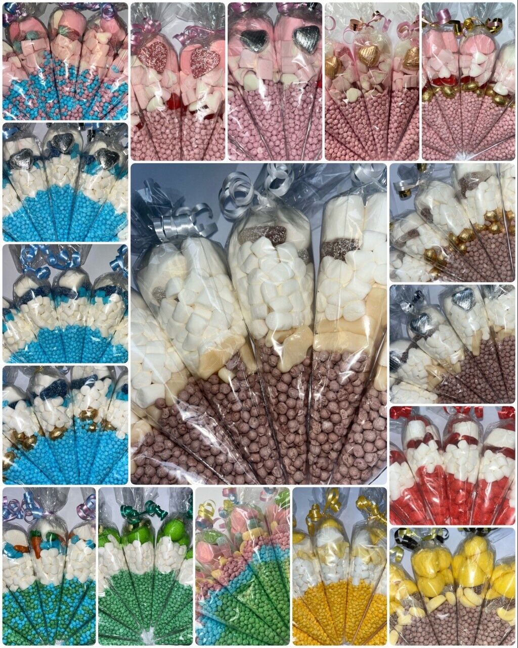 Large made to order sweet co es Filled Sweet Cones Party Bag Favour Baby Shower