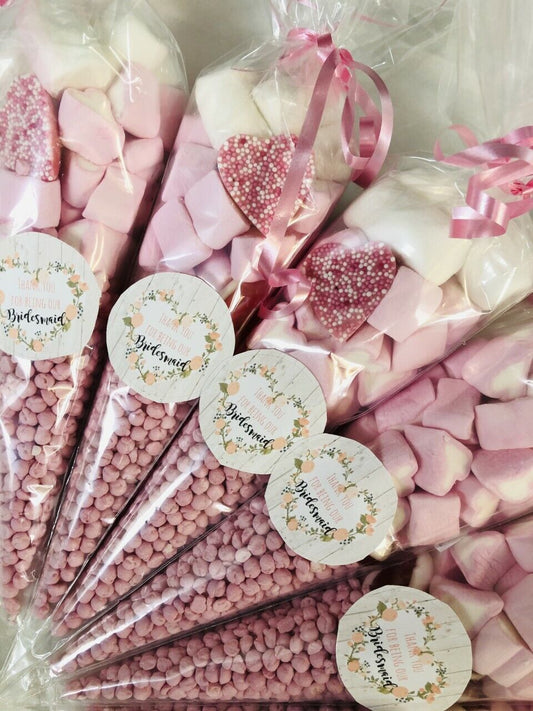 Thank You for Being Our Bridesmaid Wedding  Sweet Cones Party Bag Filler 19cm
