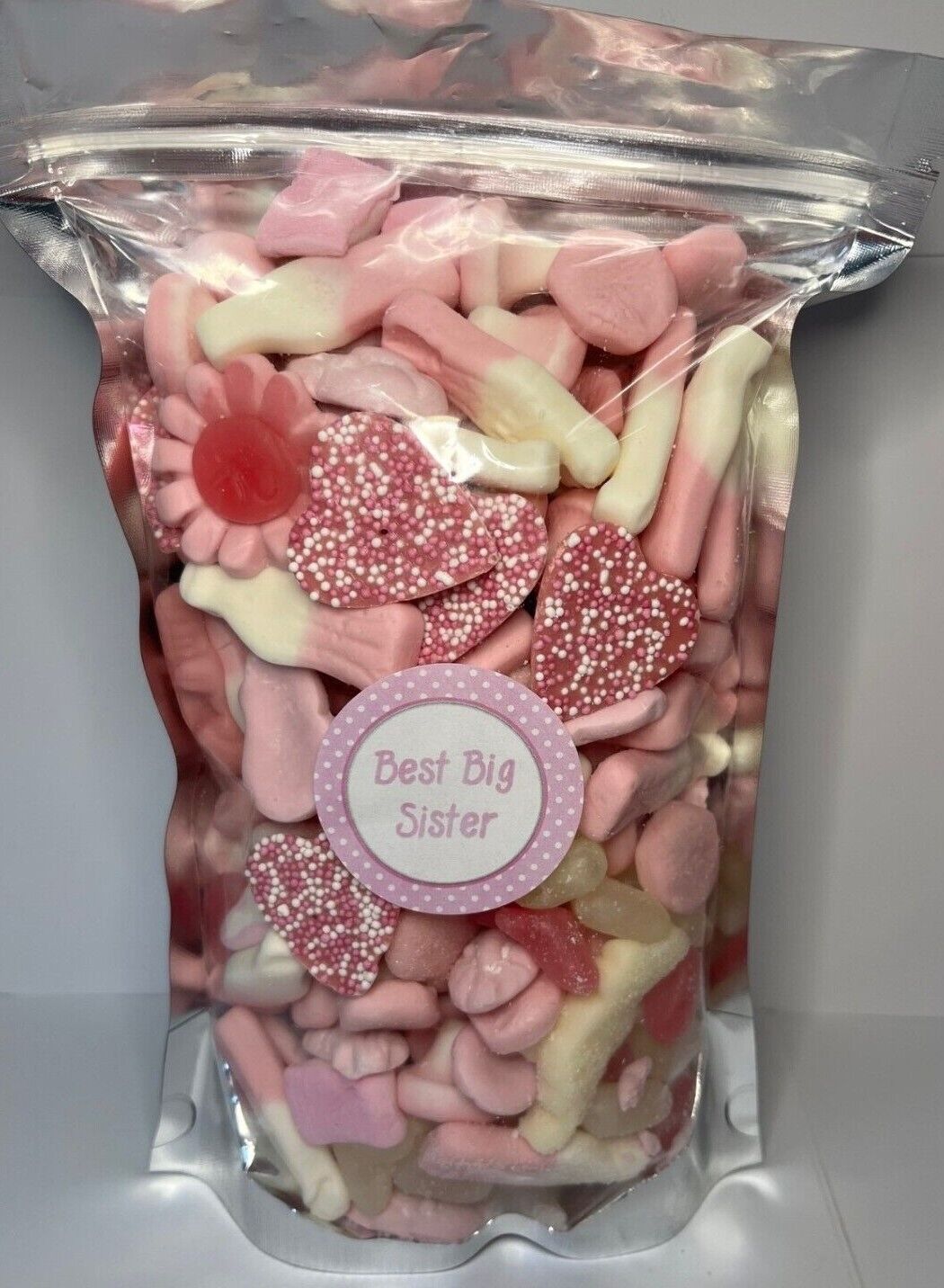 Best Big Sister Pink Filled Pick N Mix Sweet Treat Pouch Birthday Present