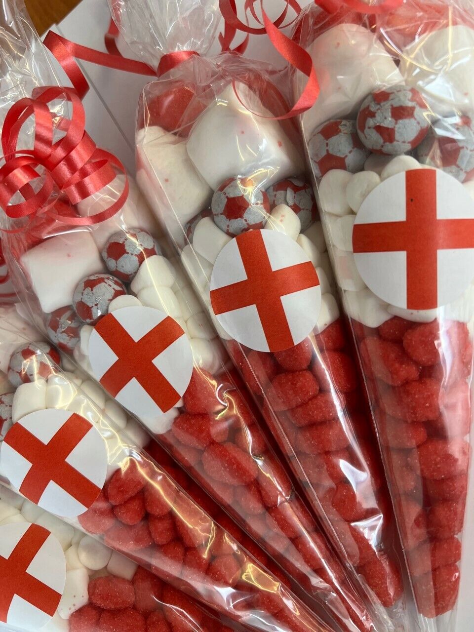 England Red & White Football Footy Kids Sweet Candy Cones Filled Party Bags Bag