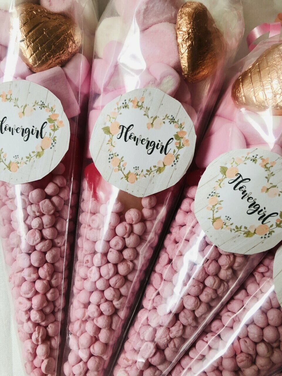 Flower Girl Wedding Sweet Candy Cones Sweets Party Gift Favour Pink Cone