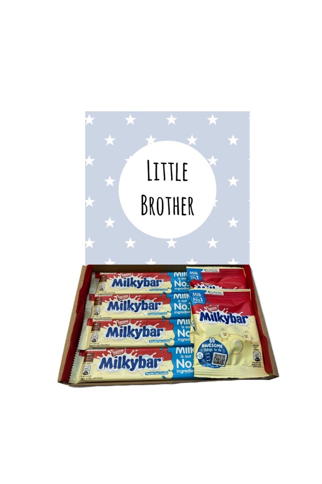 Big Little Brother Sister Pink Blue Milkybar Chocolate Hamper Gift Present