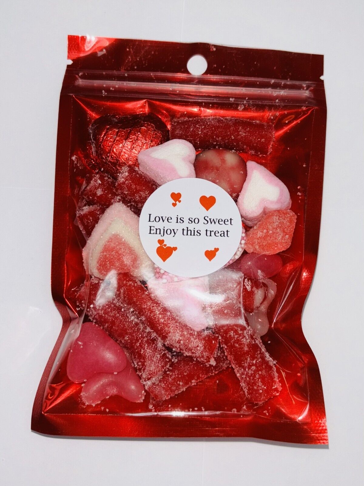 Love Is Sweet Filled Pick N Mix Sweet Treat Pouch Love Heart Valentine Day , Birthday, Easter , Mother Day