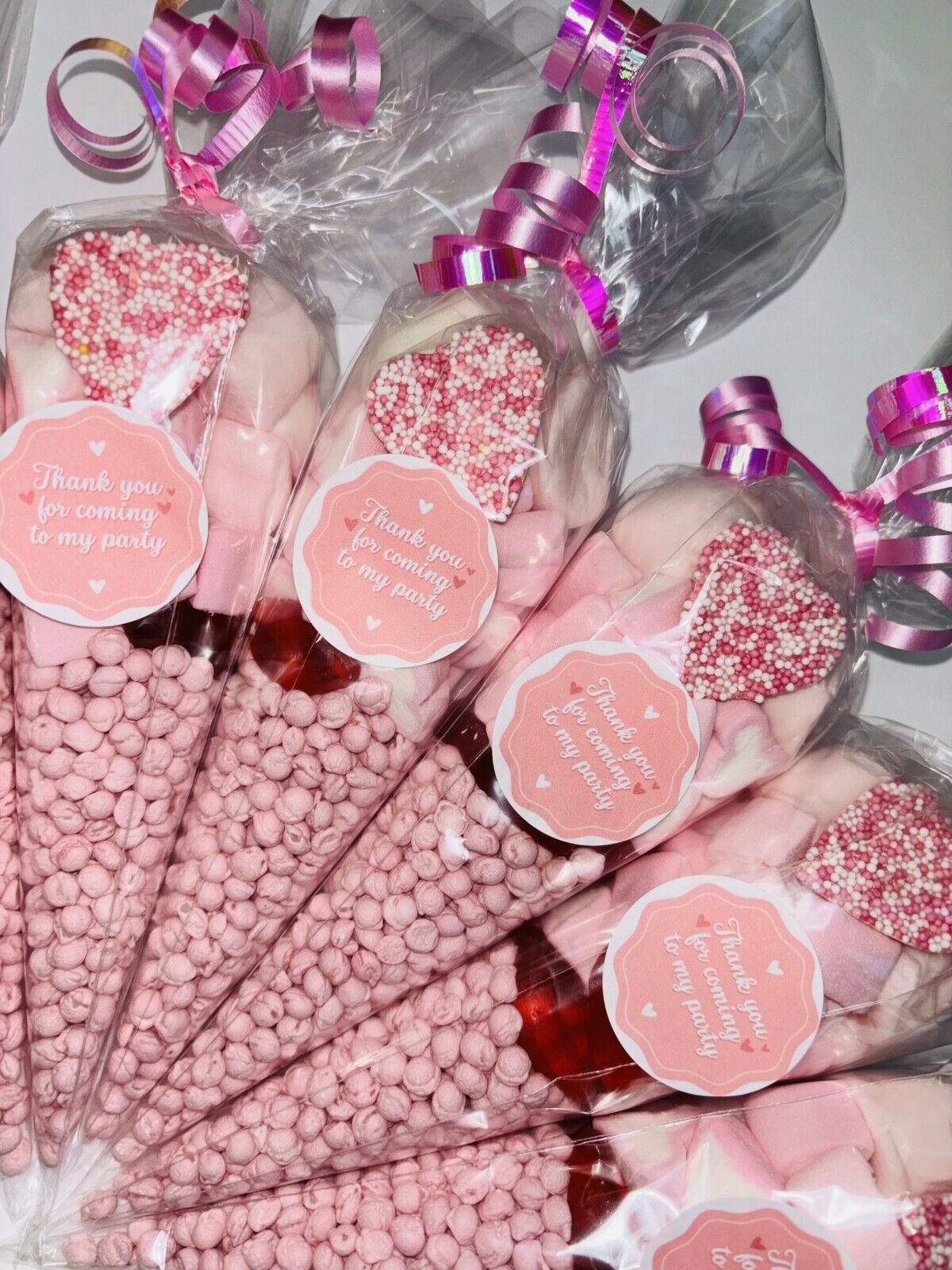 Thank You For Coming To My Party Pink Blue Cones Sweets Party Bags Filled Pouch
