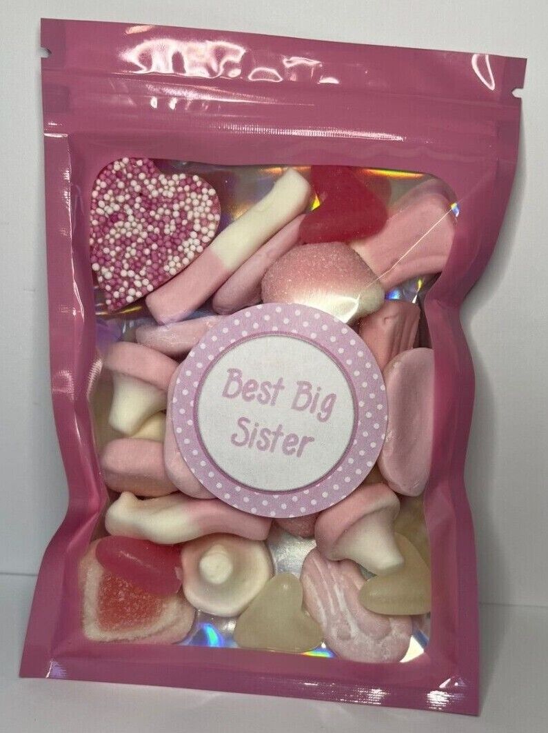 Best Big Sister Pink Filled Pick N Mix Sweet Treat Pouch Birthday Present