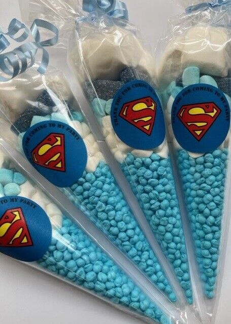 Superhero Super Heroes Inspired Themed Boys Birthday Party Kids Sweet Cones Bags Candy Spider-Man Batman Hulk Superman