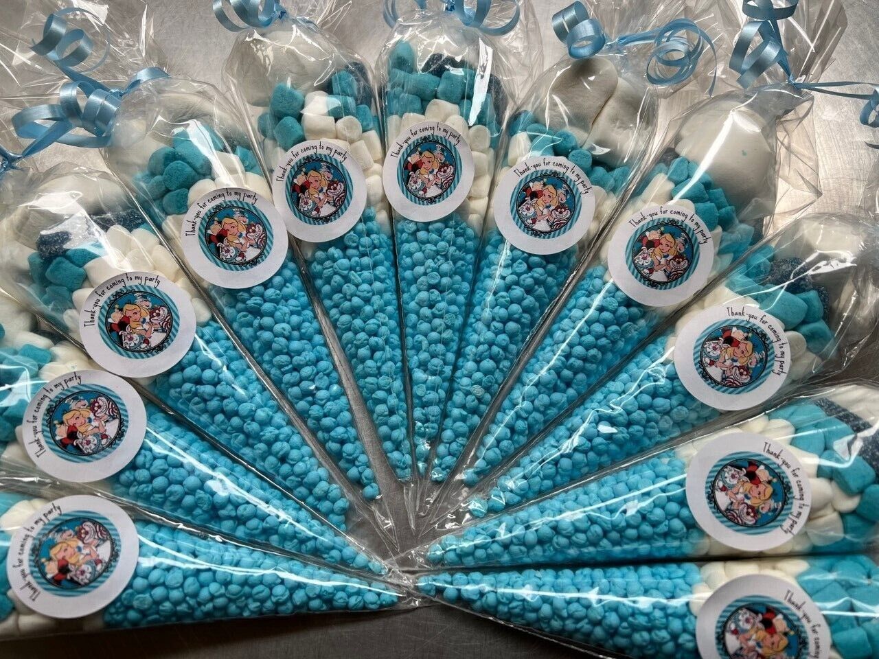 Alice In Wonderland Sweet Candy Cones Pre Filled Party Bag Fillers 19 Cms