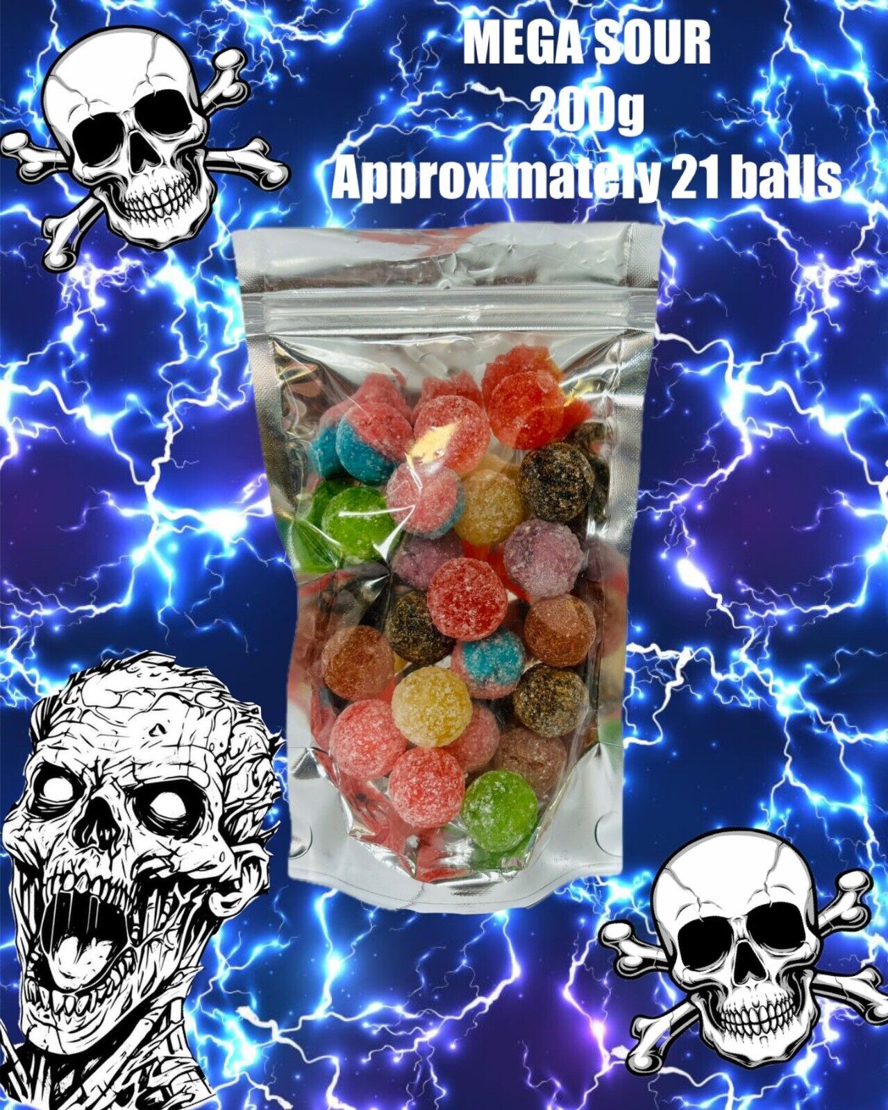 Mega Sour Balls Sweet Challenge 200g Pick n Mix Pouch