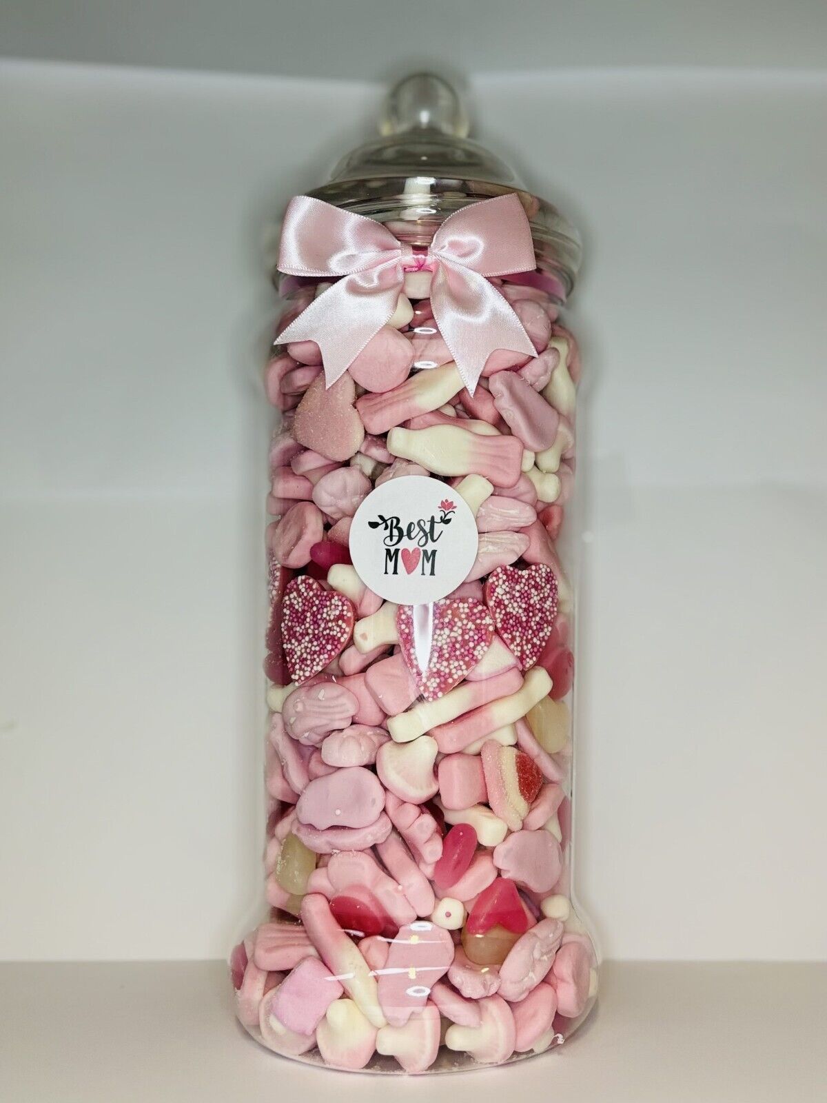 Best Mum Filled Pink Pick N Mix Gummy Sweet Victorian Jar Gift Present