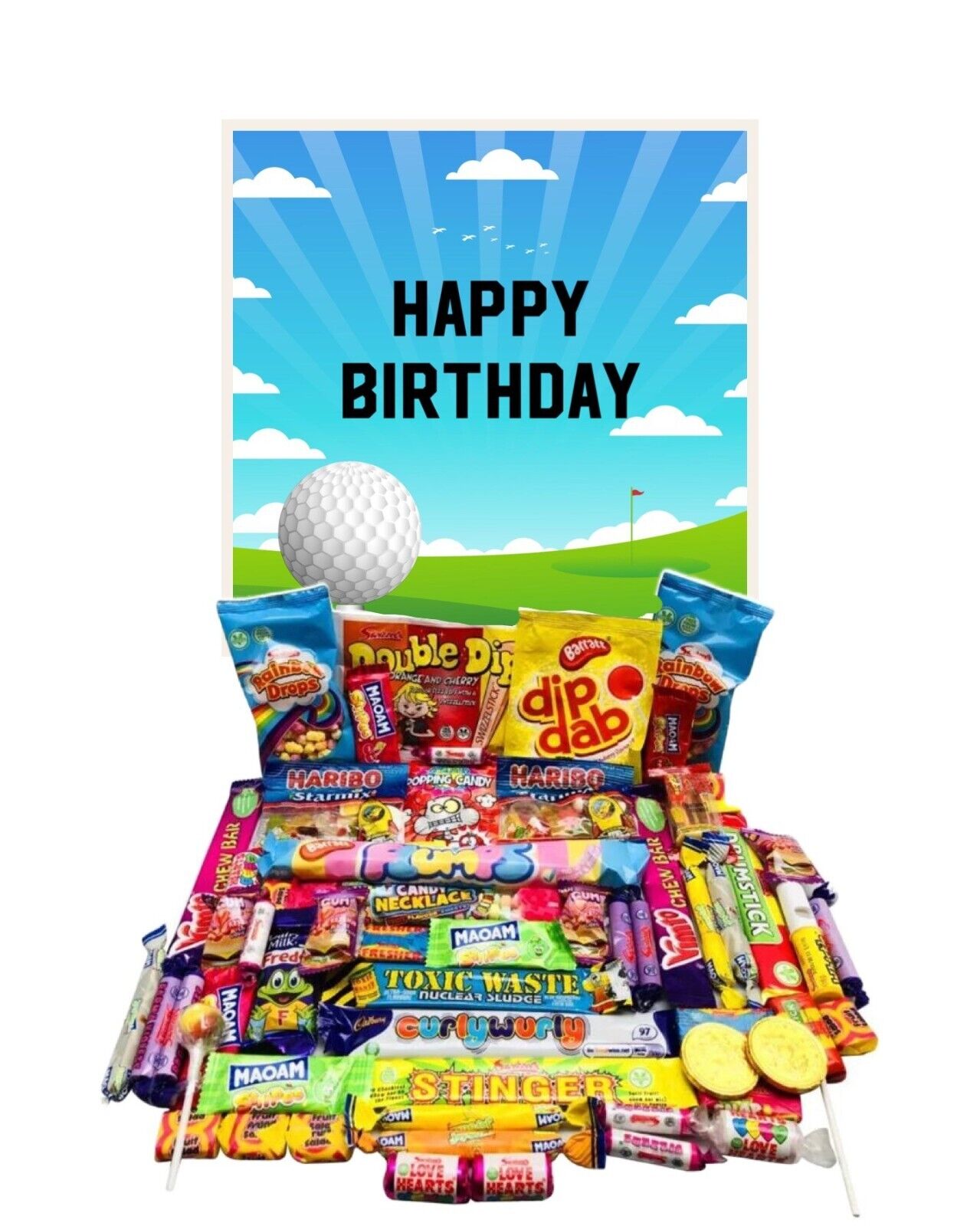 Happy Birthday Golf Gift Pick n Mix Retro Fudge Sweets Chocolate Hamper