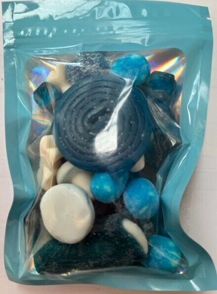 Blue Gummy Jelly Sweet Pouch Cinema Movie Mix Party Bag Kids Pick n Mix Treat Pouches 100g 200g 600g