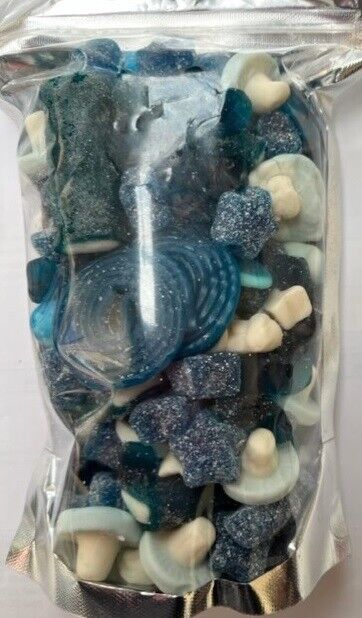 Blue Gummy Jelly Sweet Pouch Cinema Movie Mix Party Bag Kids Pick n Mix Treat Pouches 100g 200g 600g