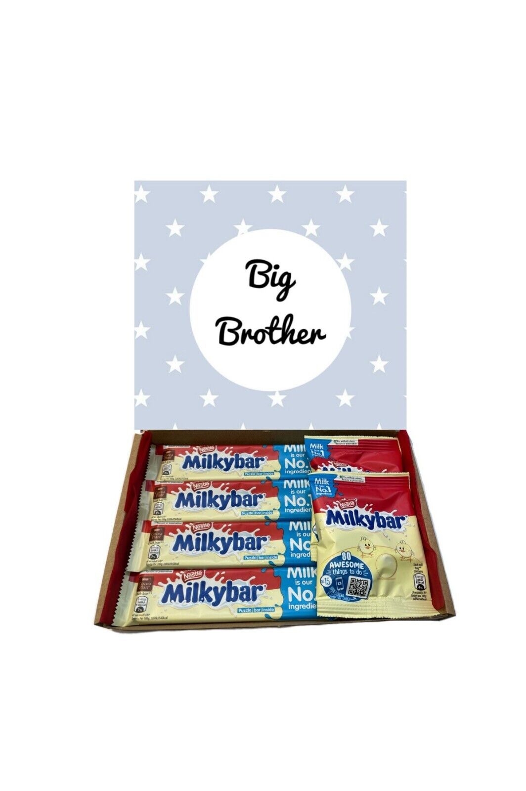 Big Little Brother Sister Pink Blue Milkybar Chocolate Hamper Gift Present
