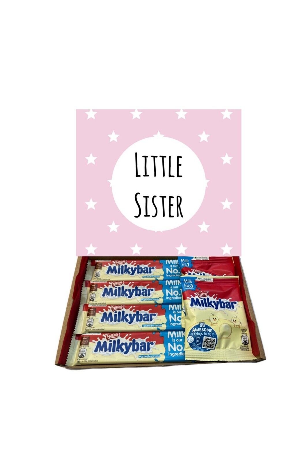 Big Little Brother Sister Pink Blue Milkybar Chocolate Hamper Gift Present
