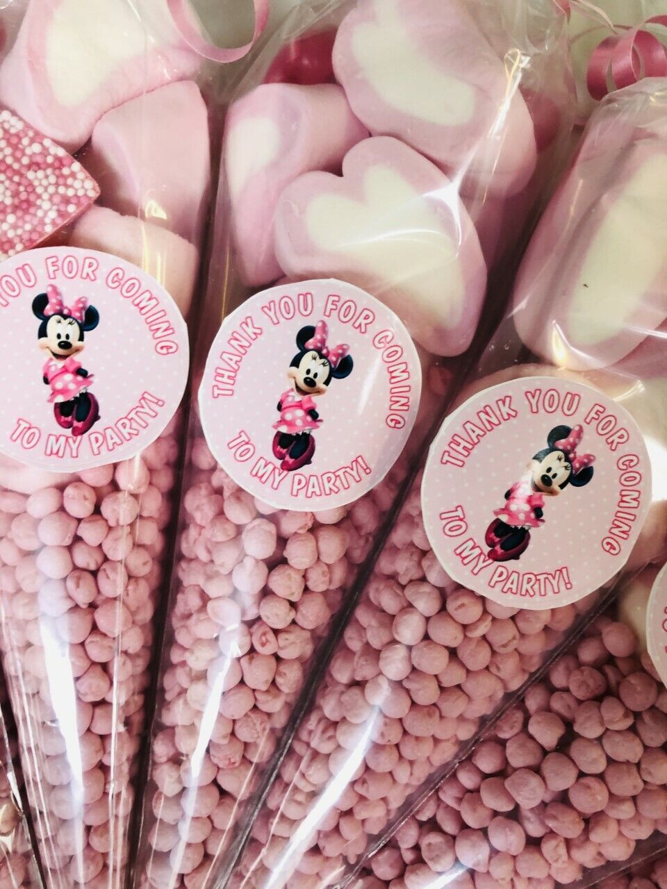 Minnie Mouse Inspired Themed Thank You For Coming To My Party Sweet Candy Cones Sweets Gift