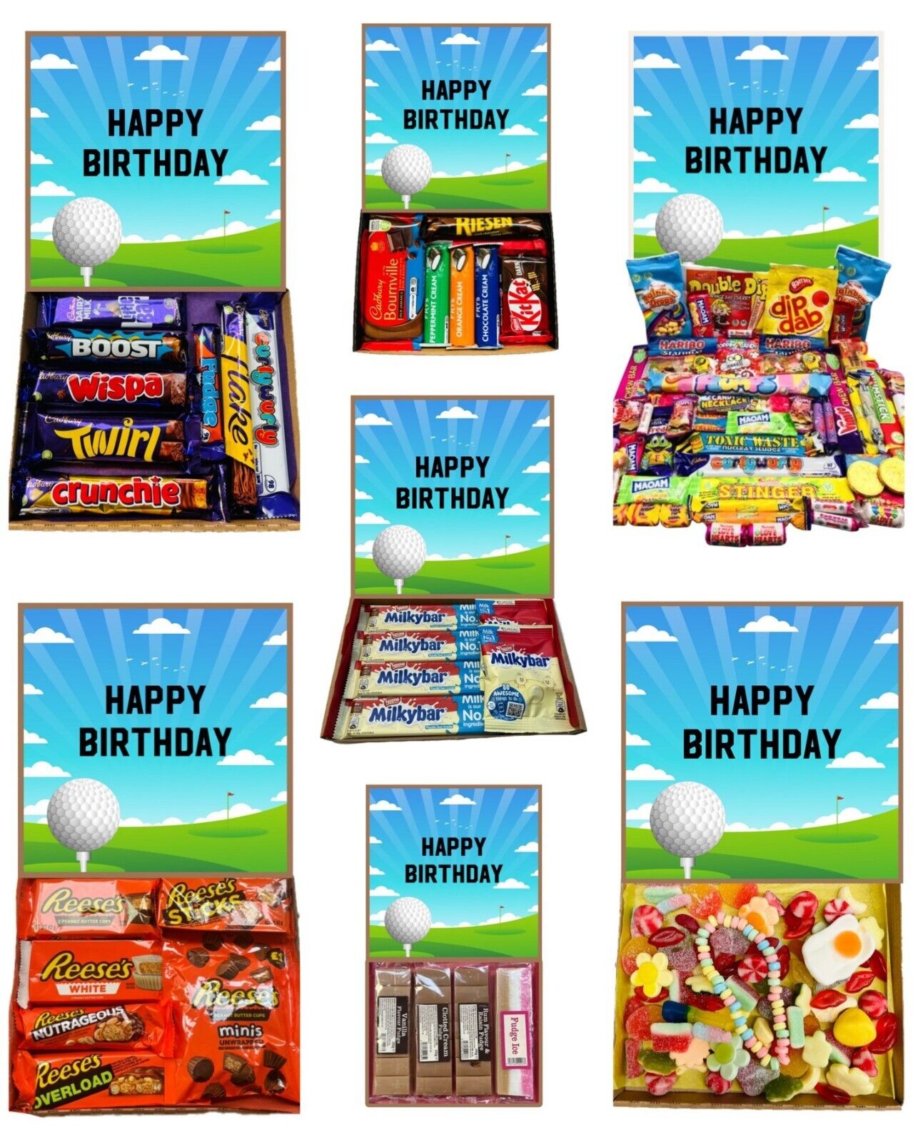 Happy Birthday Golf Gift Pick n Mix Retro Fudge Sweets Chocolate Hamper
