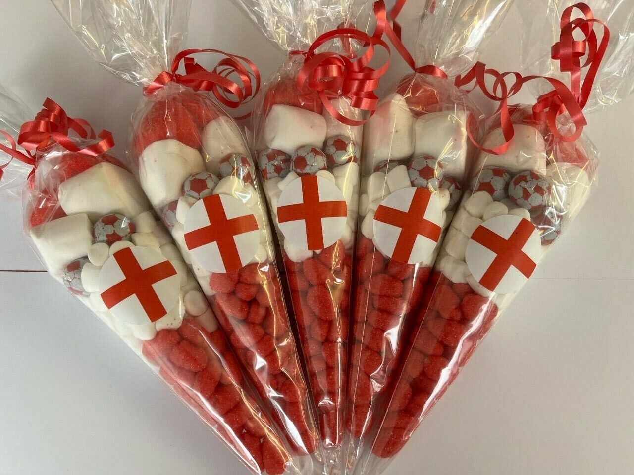 England Red & White Football Footy Kids Sweet Candy Cones Filled Party Bags Bag