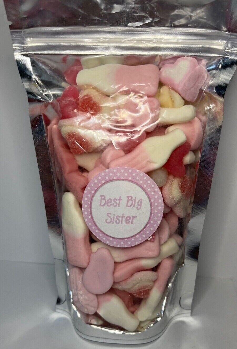 Best Big Sister Pink Filled Pick N Mix Sweet Treat Pouch Birthday Present