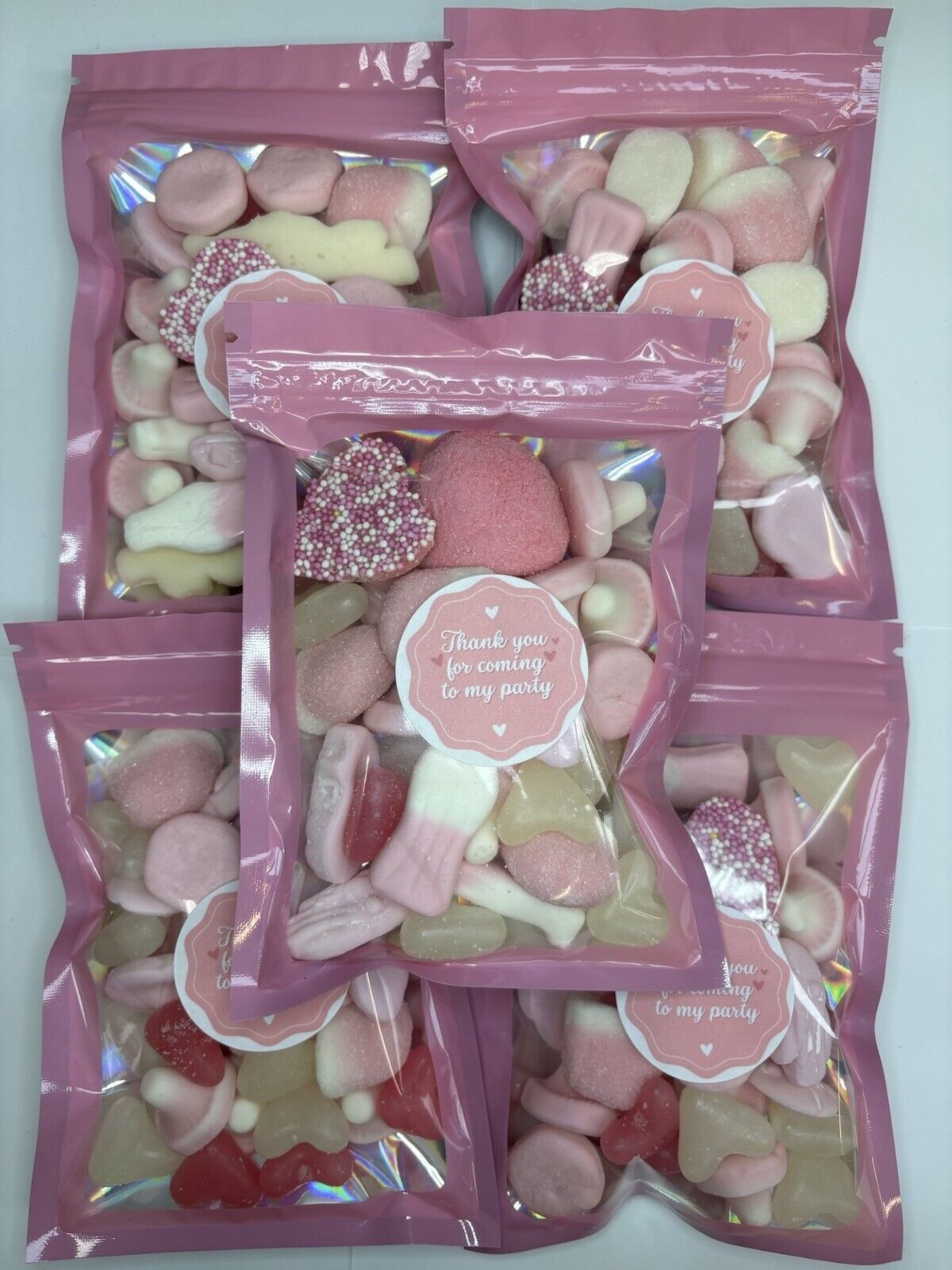 Thank You For Coming To My Party Pink Blue Cones Sweets Party Bags Filled Pouch