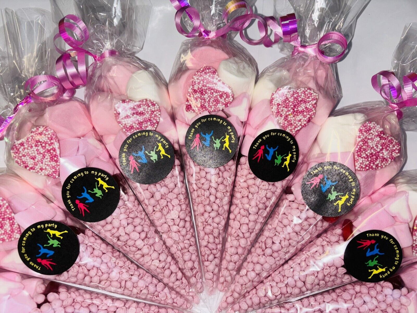 Trampoline Jump Bounce Birthday Party Kids Sweet Cones Party Bags Candy