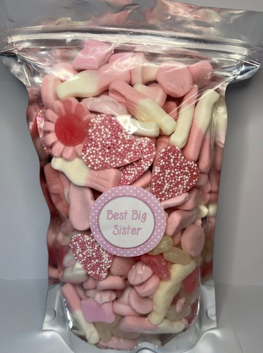 Best Big Sister Pink Filled Pick N Mix Sweet Treat Pouch Birthday Present