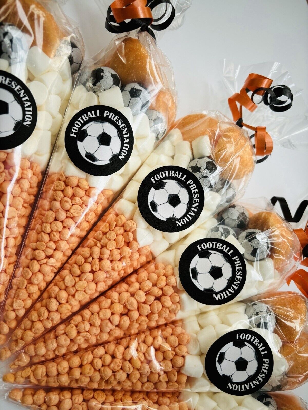 Chocolate Football Presentation Sweet Cones Party Bag Green Red Blue Orange