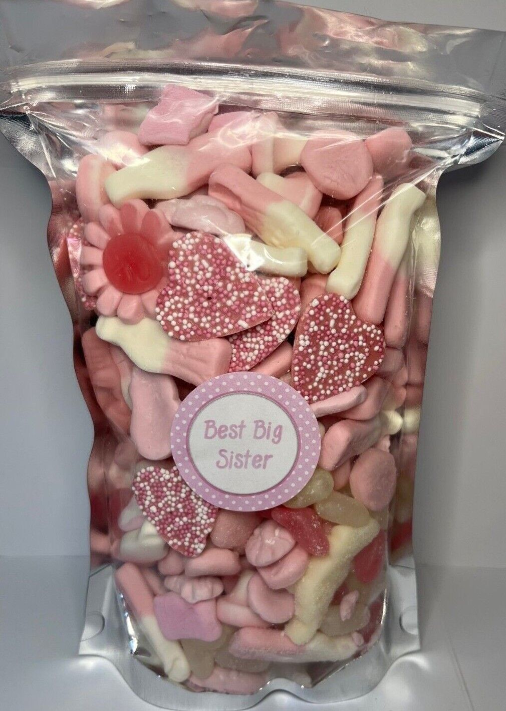 Best Big Sister Pink Filled Pick N Mix Sweet Treat Pouch Birthday Present