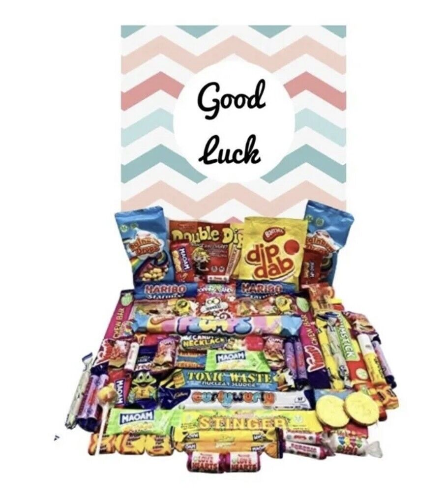 Good Luck Exams Pick N Mix Gummy Sweets Fizzy & Non Pouch Gift Hamper Box