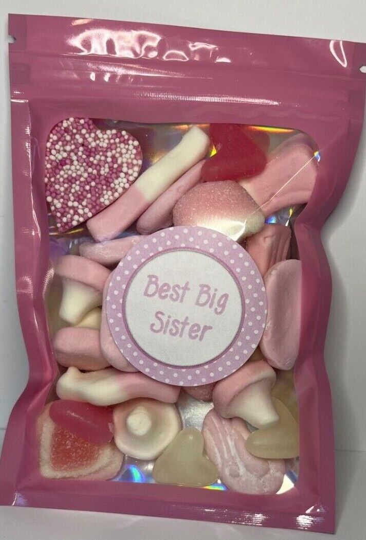 Best Big Sister Pink Filled Pick N Mix Sweet Treat Pouch Birthday Present