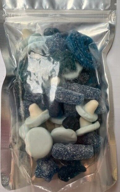 Blue Gummy Jelly Sweet Pouch Cinema Movie Mix Party Bag Kids Pick n Mix Treat Pouches 100g 200g 600g