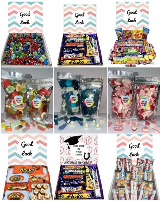 Good Luck Exams Pick N Mix Gummy Sweets Fizzy & Non Pouch Gift Hamper Box