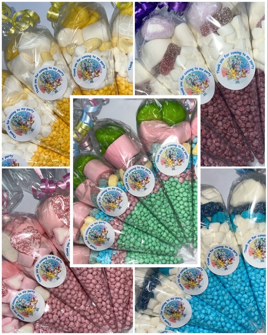 Pokemon Inspired Themed Birthday Party Kids Sweet Cones Party Bags Candy Chocolate