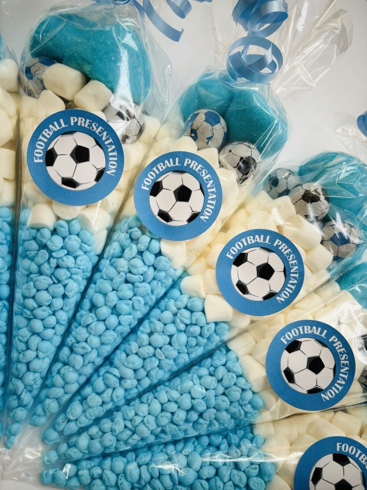 Chocolate Football Presentation Sweet Cones Party Bag Green Red Blue Orange