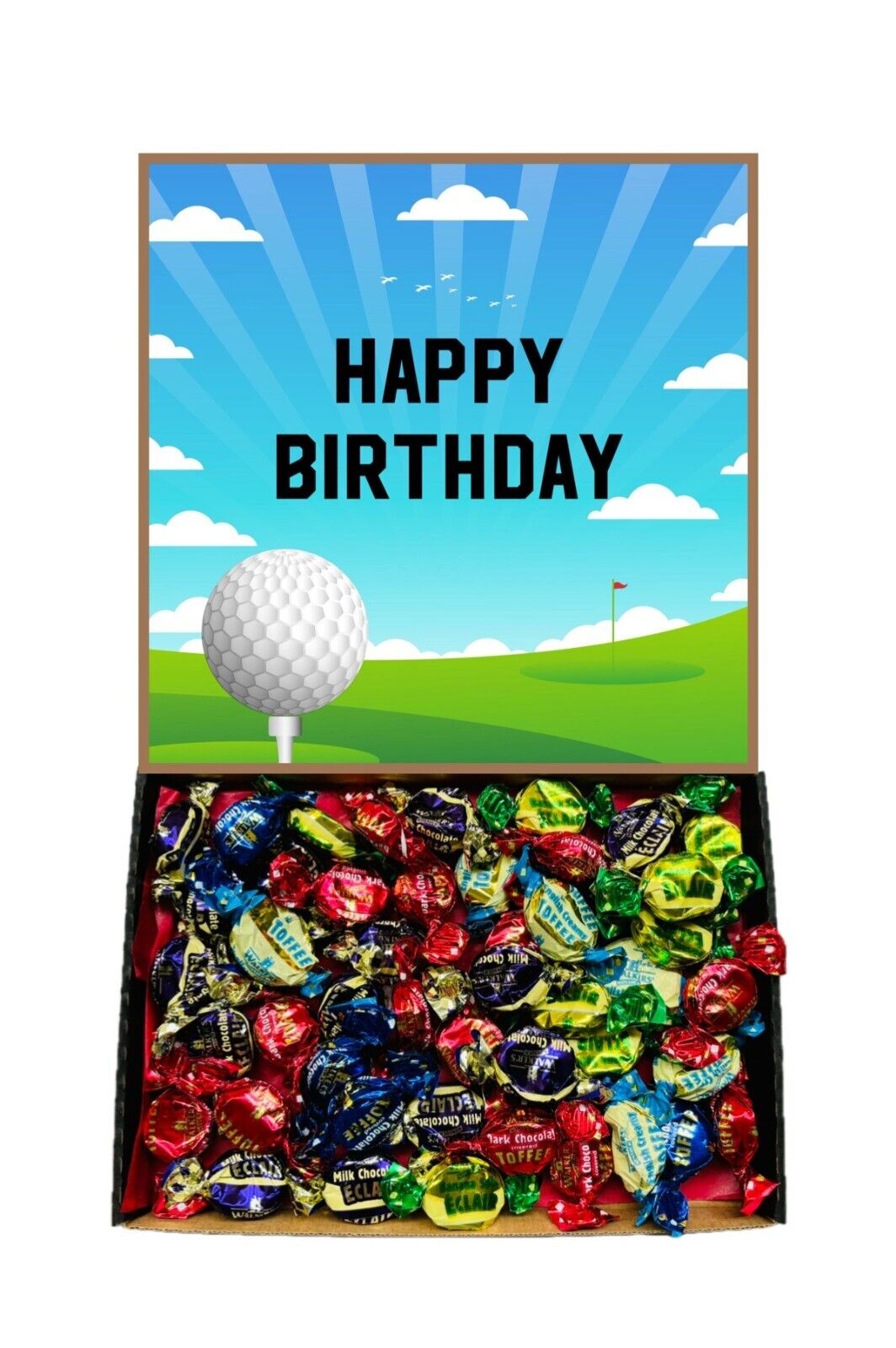 Happy Birthday Golf Gift Pick n Mix Retro Fudge Sweets Chocolate Hamper