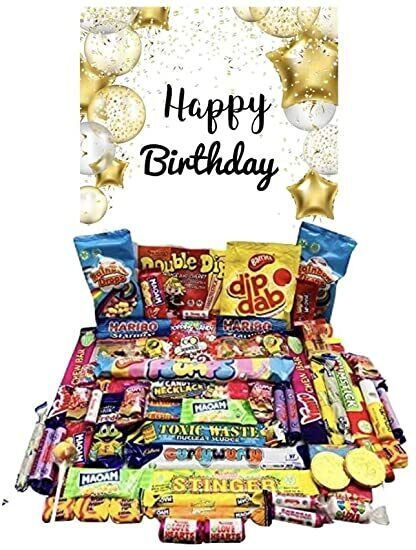 Happy Birthday Retro Pick N Mix Sweet Box Hamper Gift Present chews