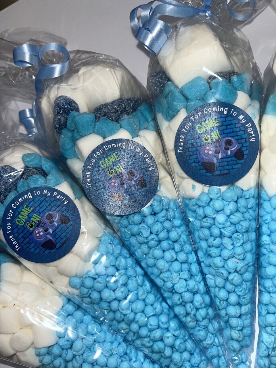 Filled Birthday Inspired Themed Characters Party Kids Sweet Cones Party Bags Candy  Chocolate Girl Boy Big / Small Gaming blue / Small