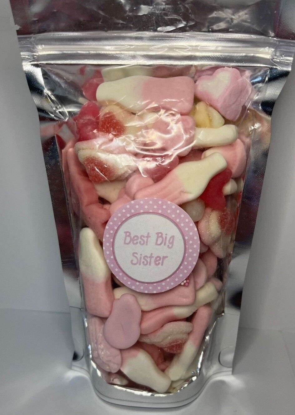 Best Big Sister Pink Filled Pick N Mix Sweet Treat Pouch Birthday Present