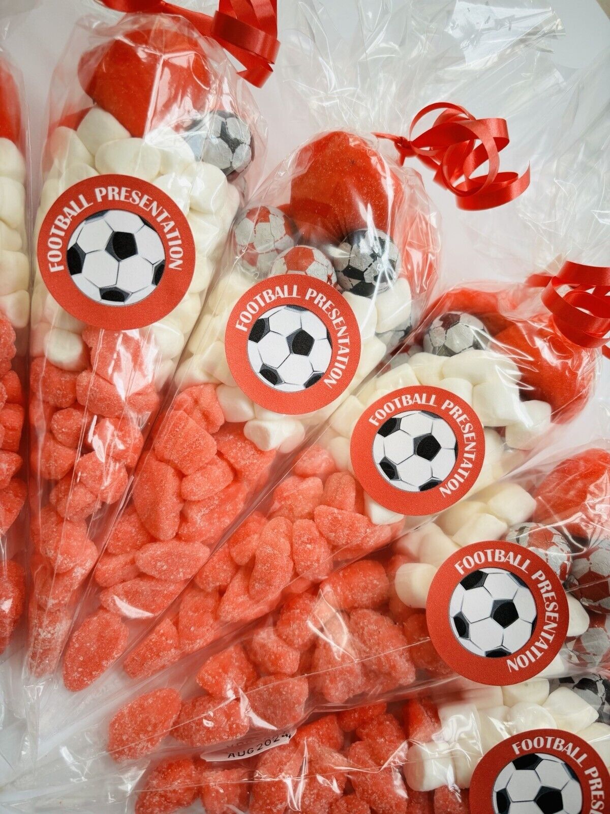 Chocolate Football Presentation Sweet Cones Party Bag Green Red Blue Orange