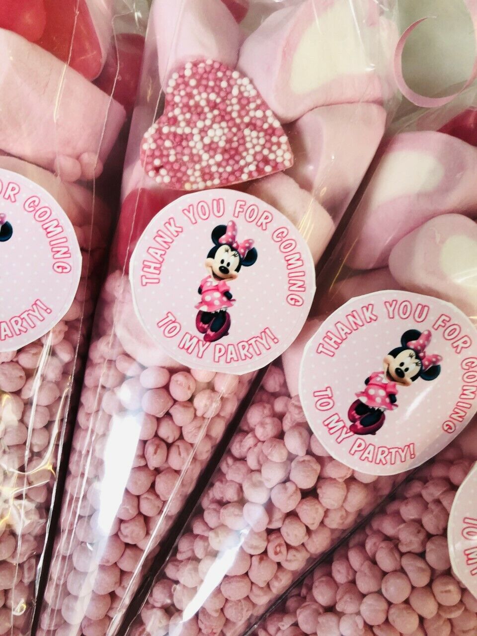 Minnie Mouse Inspired Themed Thank You For Coming To My Party Sweet Candy Cones Sweets Gift