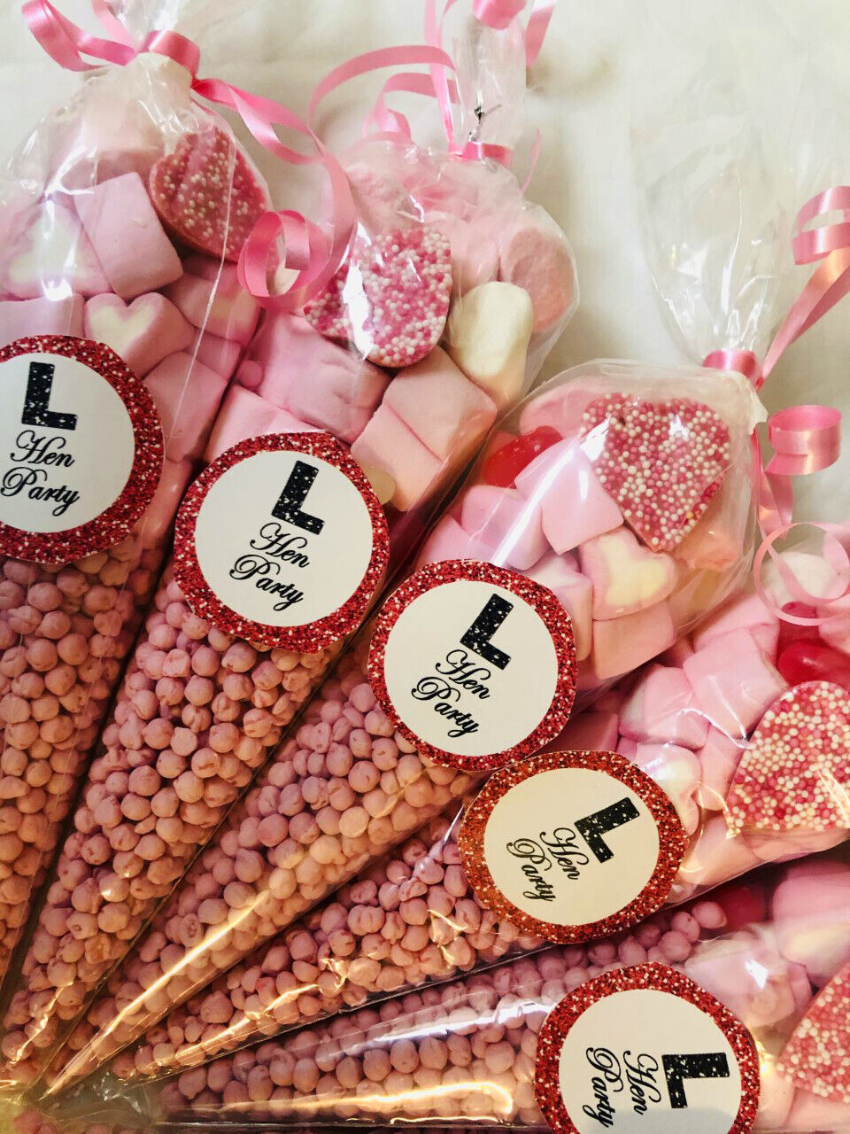 Hen Party Filled Pink Sweet Candy Cones L Learner Plate Party Bag Fillers 19 Cms