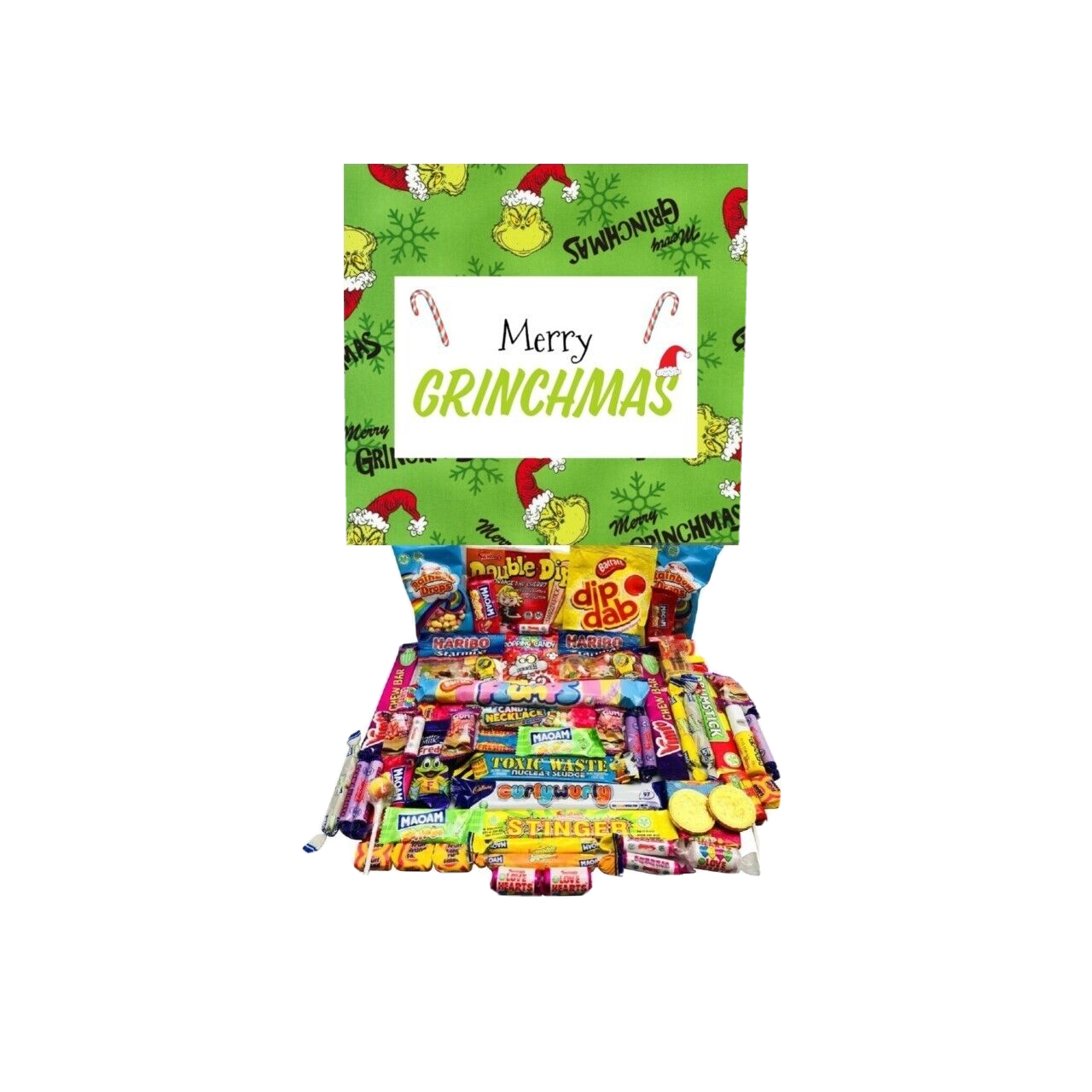 Merry Grinchmas Xmas Kids Pick Mix Ultimate Retro Sweets Box Sweet Candy Grinch Inspired Themed Hamper
